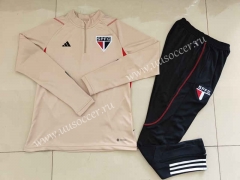2023-24 Sao Paulo Khaki   Thailand Soccer Tracksuit Uniform-815