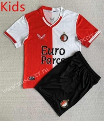 2023-24 Feyenoord Rotterdam  Home Red&White  kids Soccer Uniform-AY