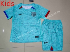 2023-24 Barcelona 2nd  Away Green kids Soccer Uniform-507