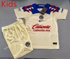 2023-24 Club America Home Yellow  kids Soccer Uniform-912