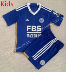 2023-24 Leicester City Home Blue  Youth/Kids Soccer Uniform-AY