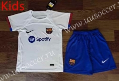 2023-24 Barcelona  Away White kids Soccer Uniform-709