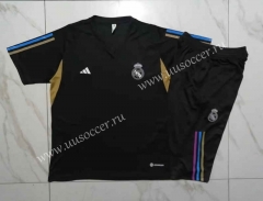 2023-24  Real Madrid Black Thailand Short-sleeved Tracksuit Uniform-815