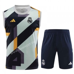 2023-24 Real Madrid Grey Blue Vest Soccer uniform-418