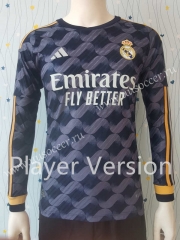 Player  Version 23-24 Real Madrid Away Royal Blue LS Thailand Soccer Jersey AAA-807