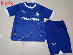 2023-24 Olympique de Marseille  Away Blue kids Soccer Uniform-507