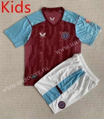 2023-24 Aston Villa  Home Red Thailand kids Soccer Jersey AAA-AY