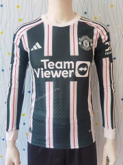 Player version 2023-24 Manchester United 2nd Away Black&Green  Thailand LS Soccer Jersey-807