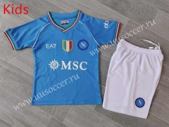 2023-24  Napoli Home Blue kids Soccer Uniform-6486