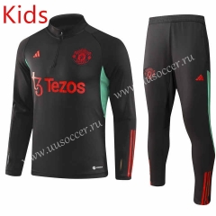 2023-24 Manchester United Black  Kids/Youth Soccer Tracksuit-GDP