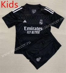 2023-24  Real Madrid Goalkeeper Black kids Soccer Uniform-AY