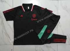 2023-24 Manchester United Black Thailand Polo Uniform-815
