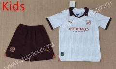 2023-24 Manchester City Away White  Kid/Youth Soccer Uniform