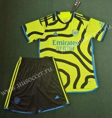 Correct Version 2023-24 Arsenal Fluorescent  Green Soccer Uniform-3454