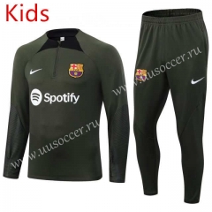 2023-24  Barcelona Green Thailand Kids  Tracksuit Uniform-411