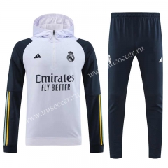 2023-24  Real Madrid White Thailand Tracksuit Uniform With Hat-4627