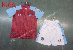 2023-24 Aston Villa Home Red Thailand kids Soccer Jersey AAA-8679