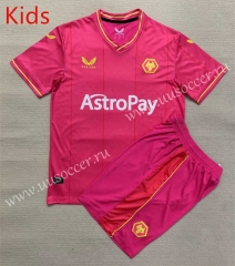 2023-2024 Wolverhampton Wanderers Goalkeeper Pink Kids/Youth Soccer Uniform-AY