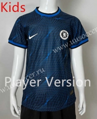 (Without Shorts) Player Version 2023-2024 Chelsea Away Blue&Black Thailand Kids/Youth Soccer jersey-SJ