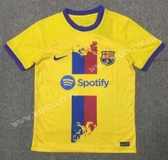 2023-24 Barcelona Yellow Thailand Soccer Training Jersey-2786