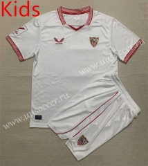 2023-2024 Sevilla Home White Kids/Youth Soccer Uniform-AY