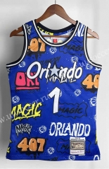 Reteo Version 94-95 Orlando Magic Mitchell&Ness Graffiti Blue #1 NBA Jersey-311