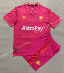 2023-2024 Wolverhampton Wanderers Goalkeeper  Pink Kids/Youth Soccer Uniform-AY