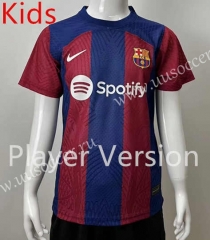 (Without Shorts) Player Version 2023-2024 Barcelona Home Blue&Red Thailand Kids/Youth Soccer jersey-SJ