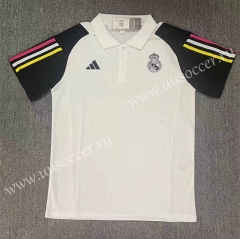 2023-24 Real Madrid White&Black Thailand Soccer Polo Shirt-709