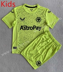 2023-2024 Wolverhampton Wanderers Goalkeeper Green Kids/Youth Soccer Uniform-AY