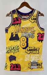 Retro Version 96-97 Los Angeles Lakers Mitchell&Ness Graffiti Yellow #8 NBA Jersey-311
