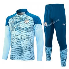 2023-2024 Manchester City Blue Thailand Soccer Tracksuit Uniform-815