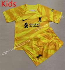 2023-2024 Liverpool Goalkeeper Yellow Kids/Youth Soccer Uniform-AY