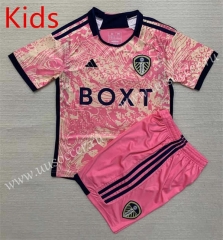 2023-2024 Leeds United 2nd Away Pink Kids/Youth Soccer Uniform-AY