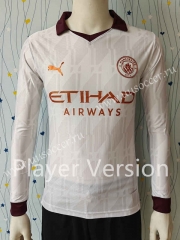 2023-2024 Manchester City Away White LS Thailand Soccer Jersey AAA-807