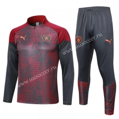 2023-2024 Manchester City Gray (Inkjet Front) Thailand Soccer Tracksuit Uniform-815