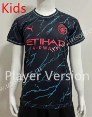 (Without Shorts) Player Version 2023-2024 Manchester City 2nd Away Blue&Black Thailand Kids/Youth Soccer jersey-SJ