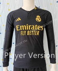 Player Version 2023-2024 Real Madrid 2nd Away Black LS Thailand Soccer Jersey AAA-807