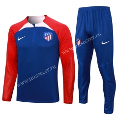 2023-24 Atletico Madrid Cai Blue Thailand Soccer Tracksuit Uniform-815