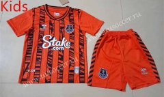 2023-24 Everton Away Orange Kid/Youth  Soccer Uniform-507