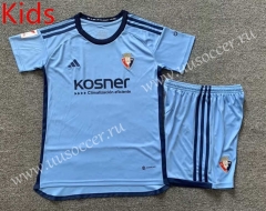 2023-24 CA Osasuna  Away Blue kids Soccer Uniform-7809