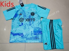 2023-2024  Inter Miami CF Blue Kids/Youth Soccer Uniform-507