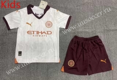 2023-24 Manchester City Away White  Kid/Youth Soccer Uniform-1506