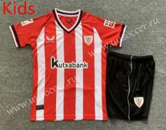 2023-24 Athletic Bilbao Home Red&White  Youth/Kids Soccer Uniform-7809