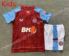 2023-24 Aston Villa  Home Red Thailand kids Soccer Jersey AAA-7809