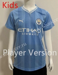 (Without Shorts) Player Version 2023-2024 Manchester City Home Light Blue Thailand Kids/Youth Soccer jersey-SJ
