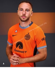 (with ads )Player Version 2023-24 Inter Milan 2nd  Away Orange Thailand Soccer Jersey AAA-888