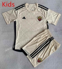 2023-2024 Roma Away Light Yellow Kid/Youth Soccer Uniform-AY