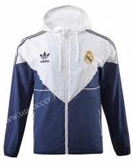 2023-2024 Real Madrid Blue&White Thailand Trench Coats With Hat-518