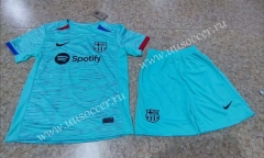 2023-2024 Barcelona 2nd Away Blue Soccer Uniform-718